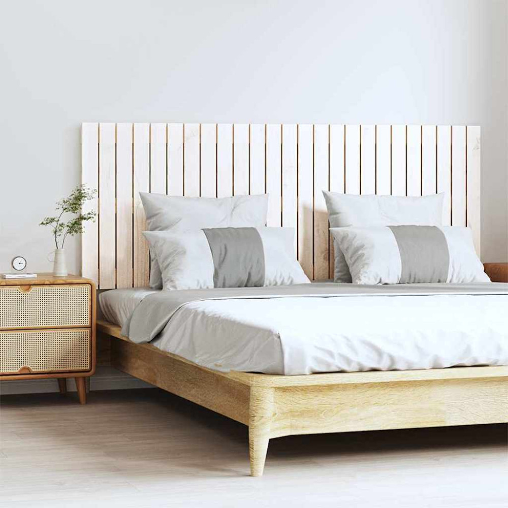 Produktbild för Väggmonterad huvudgavel vit 159,5x3x60 cm massiv furu