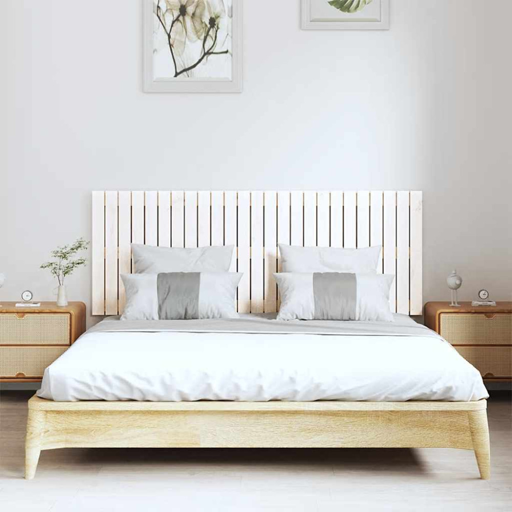 Produktbild för Väggmonterad huvudgavel vit 159,5x3x60 cm massiv furu