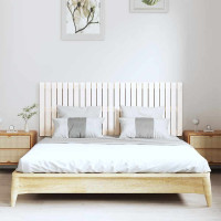 Produktbild för Väggmonterad huvudgavel vit 159,5x3x60 cm massiv furu