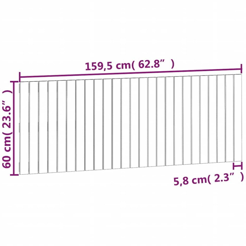 Produktbild för Väggmonterad huvudgavel vit 159,5x3x60 cm massiv furu