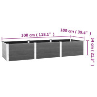 Produktbild för Odlingslåda upphöjd grå 300x100x54 cm WPC