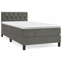 Produktbild för Ramsäng med madrass mörkgrå 80x200 cm sammet