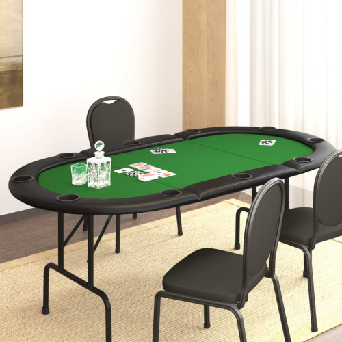 vidaXL Pokerbord för 10 spelare hopfällbart 206x106x75 cm grön