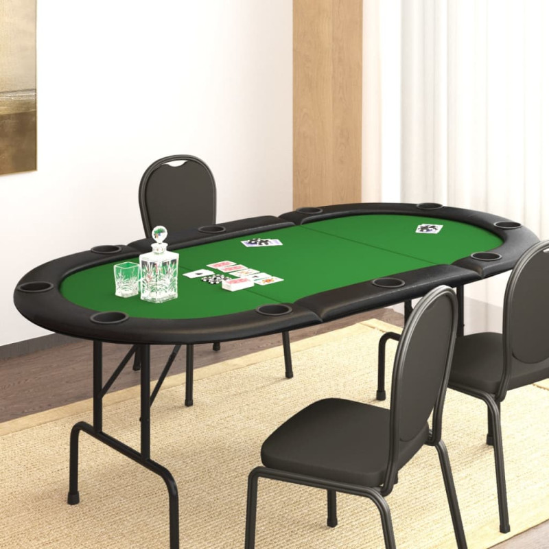 Produktbild för Pokerbord för 10 spelare hopfällbart 206x106x75 cm grön
