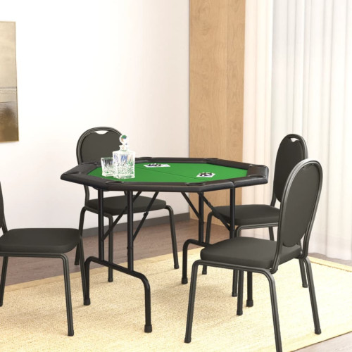 vidaXL Pokerbord för 8 spelare hopfällbart 108x108x75 cm grön