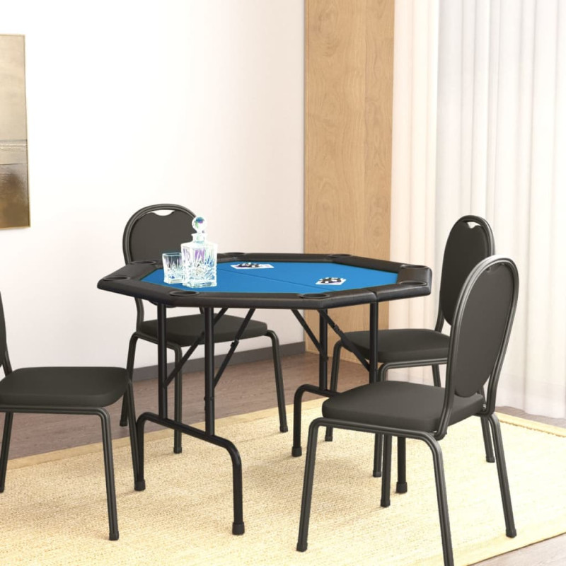 Produktbild för Pokerbord för 8 spelare hopfällbart 108x108x75 cm blå