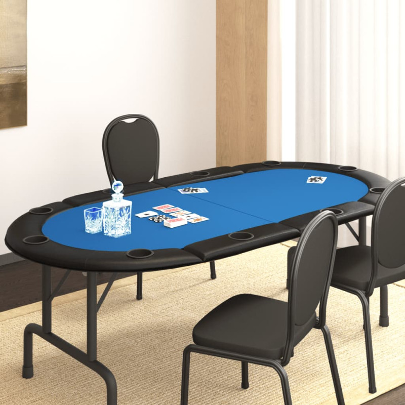 Produktbild för Pokerbord för 10 spelare hopfällbart 208x106x3 cm blå