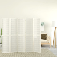 Miniatyr av produktbild för Rumsavdelare med 5 paneler japansk stil 200x170 cm vit