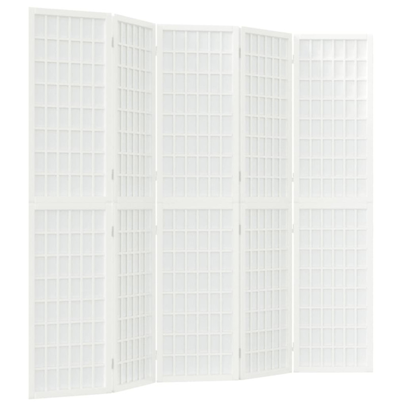 Produktbild för Rumsavdelare med 5 paneler japansk stil 200x170 cm vit