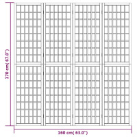 Produktbild för Rumsavdelare med 4 paneler japansk stil 160x170 cm vit