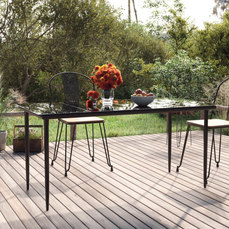 Produktbild för Trädgårdsbord svart 160x80x74 cm härdat glas