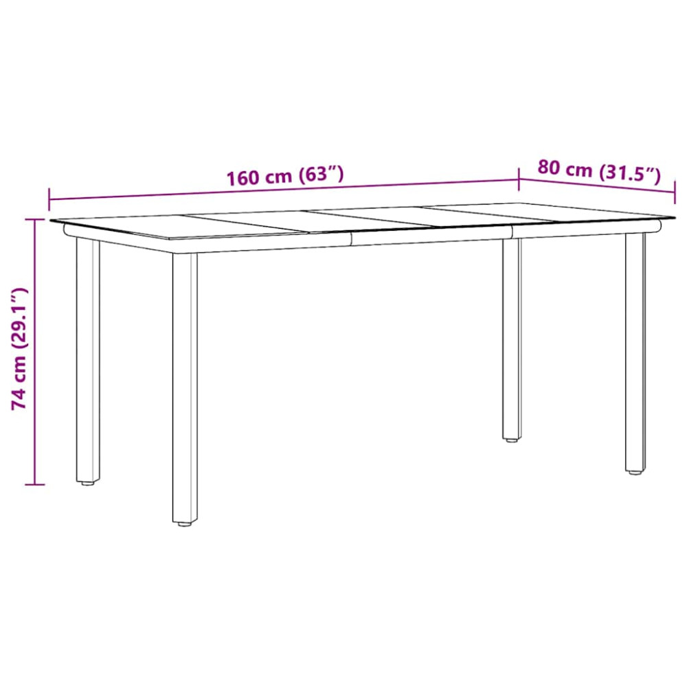 Produktbild för Trädgårdsbord svart 160x80x74 cm härdat glas