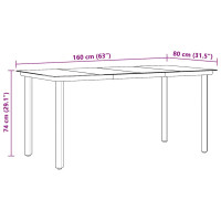Produktbild för Trädgårdsbord svart 160x80x74 cm härdat glas