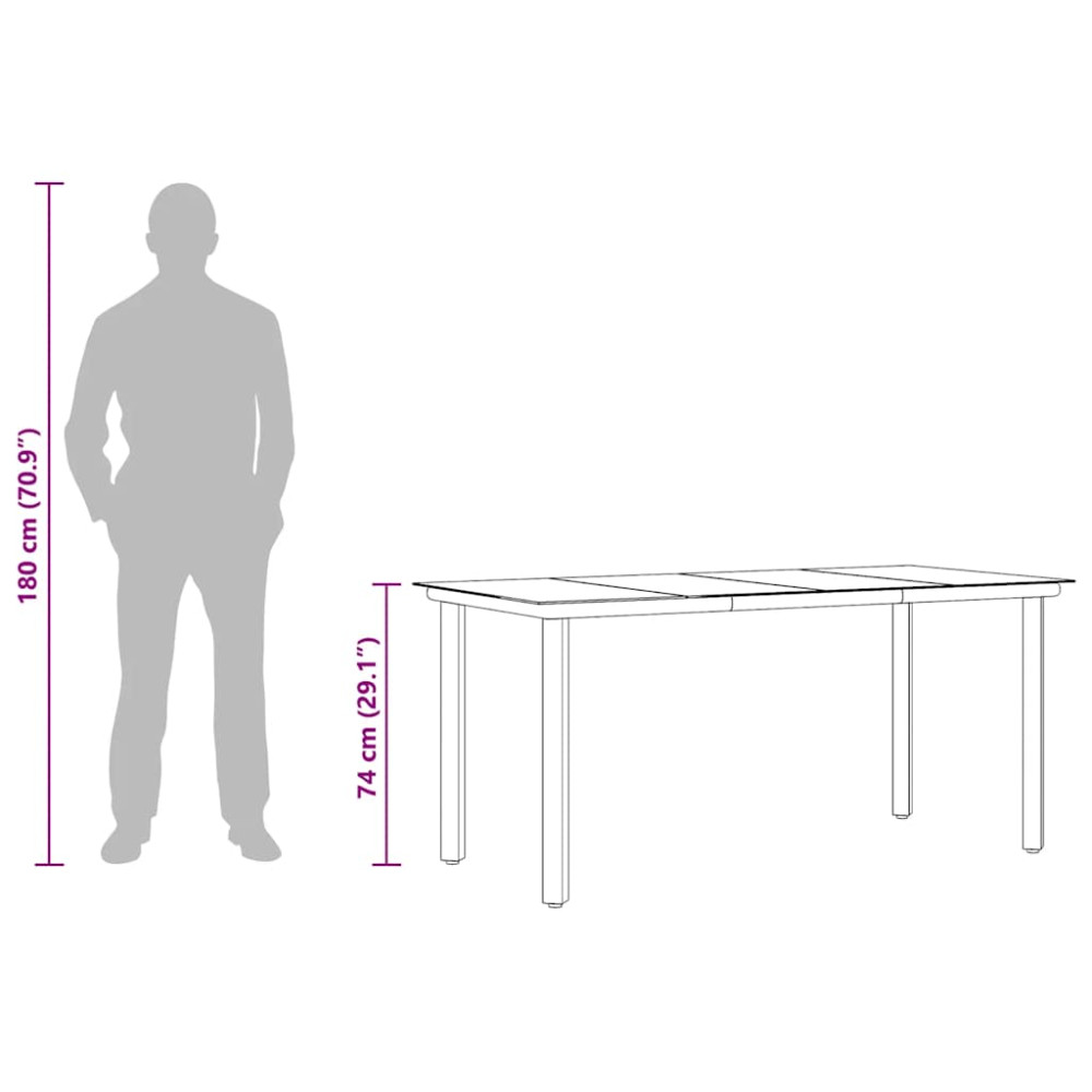 Produktbild för Trädgårdsbord svart 160x80x74 cm härdat glas