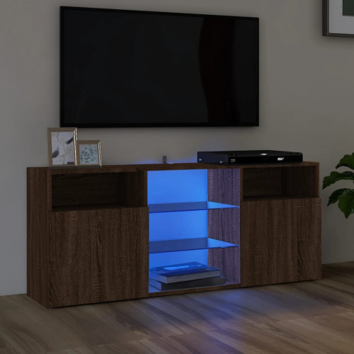 vidaXL TV-bänk med LED-belysning brun ek 120x30x50 cm