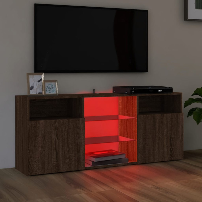 Produktbild för TV-bänk med LED-belysning brun ek 120x30x50 cm