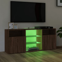 Miniatyr av produktbild för TV-bänk med LED-belysning brun ek 120x30x50 cm