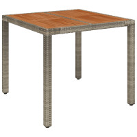 Produktbild för Trädgårdsbord med träskiva grå 90x90x75 cm konstrotting