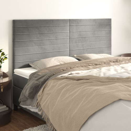 vidaXL Sänggavel ljusgrå 180x5x118/128 cm sammet