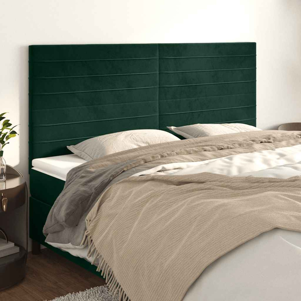 Produktbild för Sänggavel mörkgrön 180x5x118/128 cm sammet