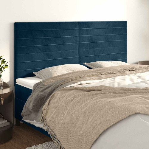 vidaXL Sänggavel mörkblå 180x5x118/128 cm sammet