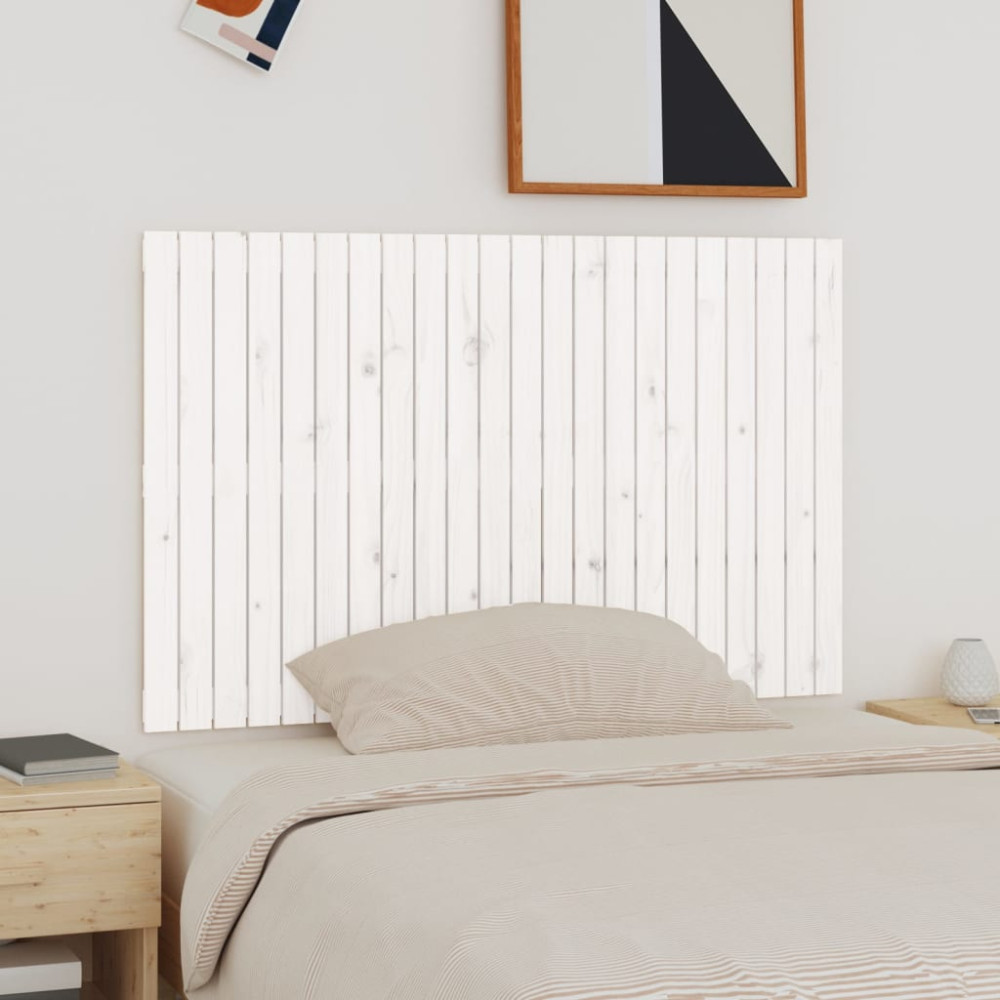 Produktbild för Väggmonterad huvudgavel vit 140x3x90 cm massiv furu
