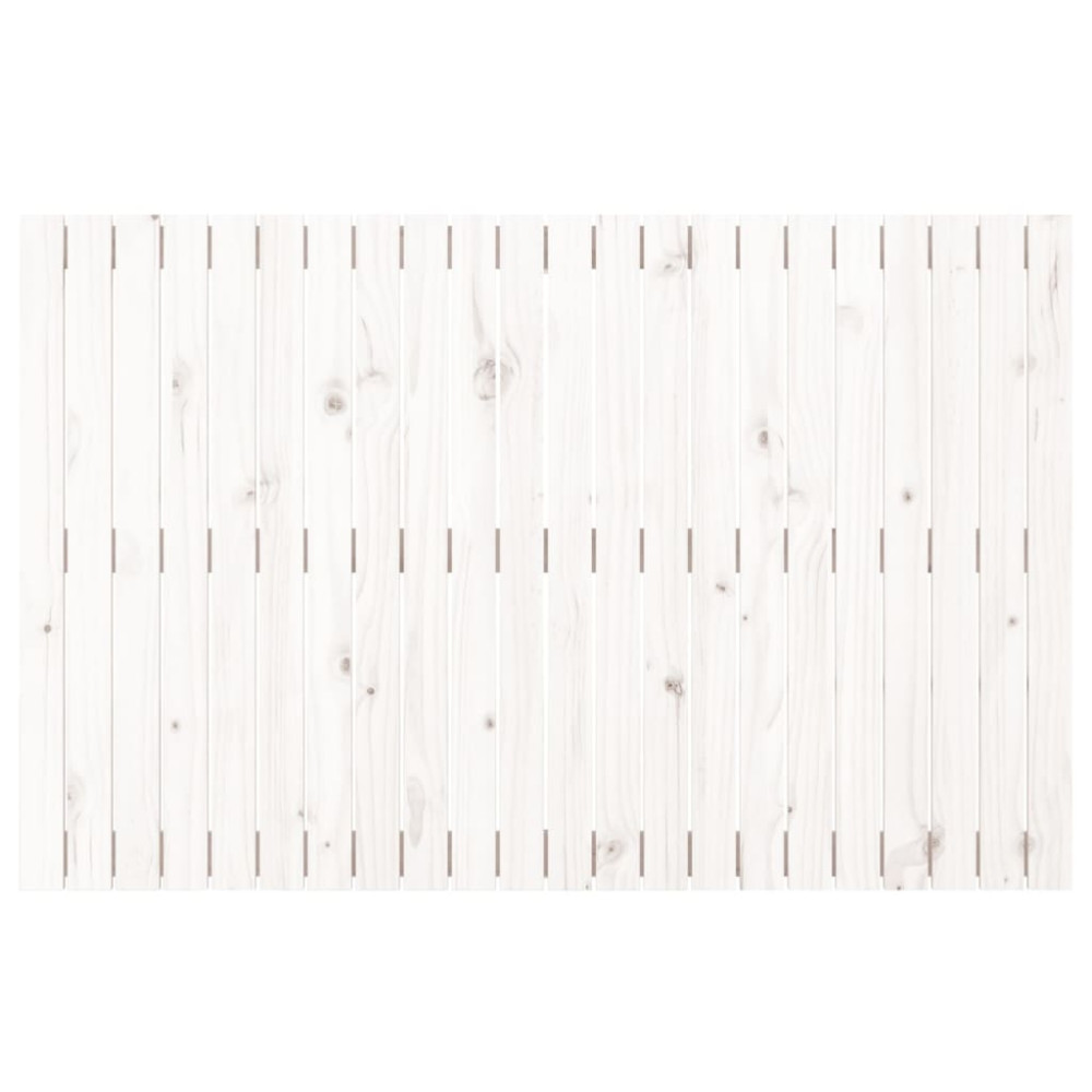 Produktbild för Väggmonterad huvudgavel vit 140x3x90 cm massiv furu