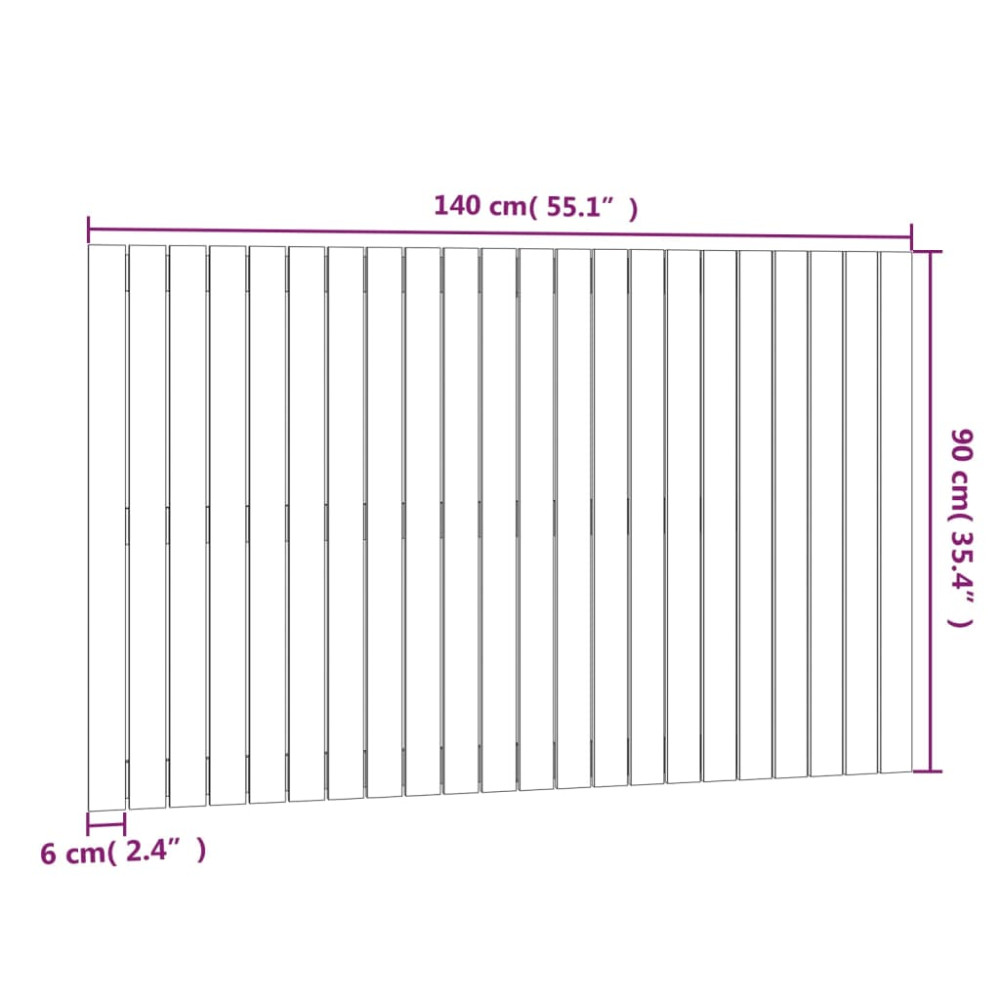 Produktbild för Väggmonterad huvudgavel vit 140x3x90 cm massiv furu