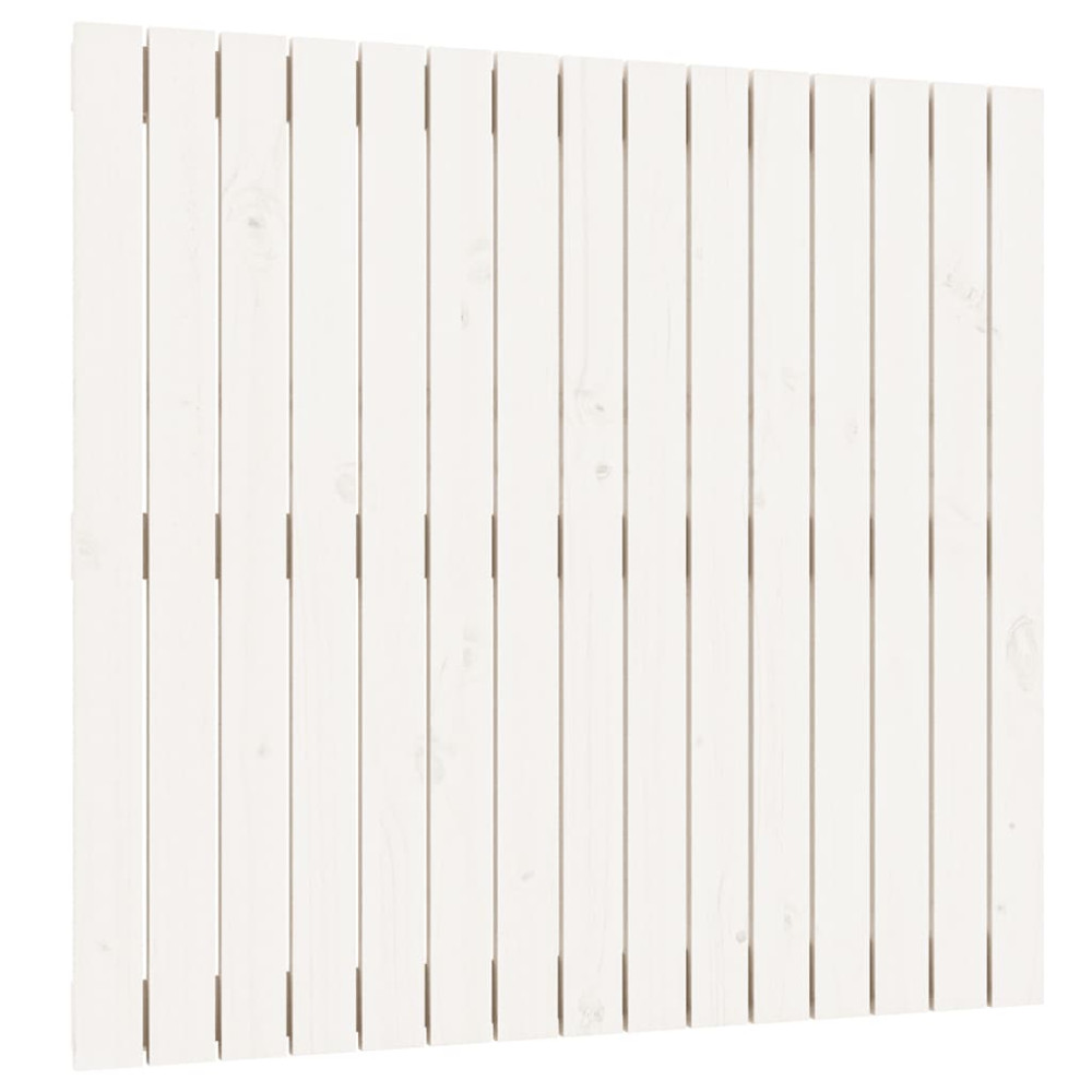 Produktbild för Väggmonterad huvudgavel vit 95,5x3x90 cm massiv furu