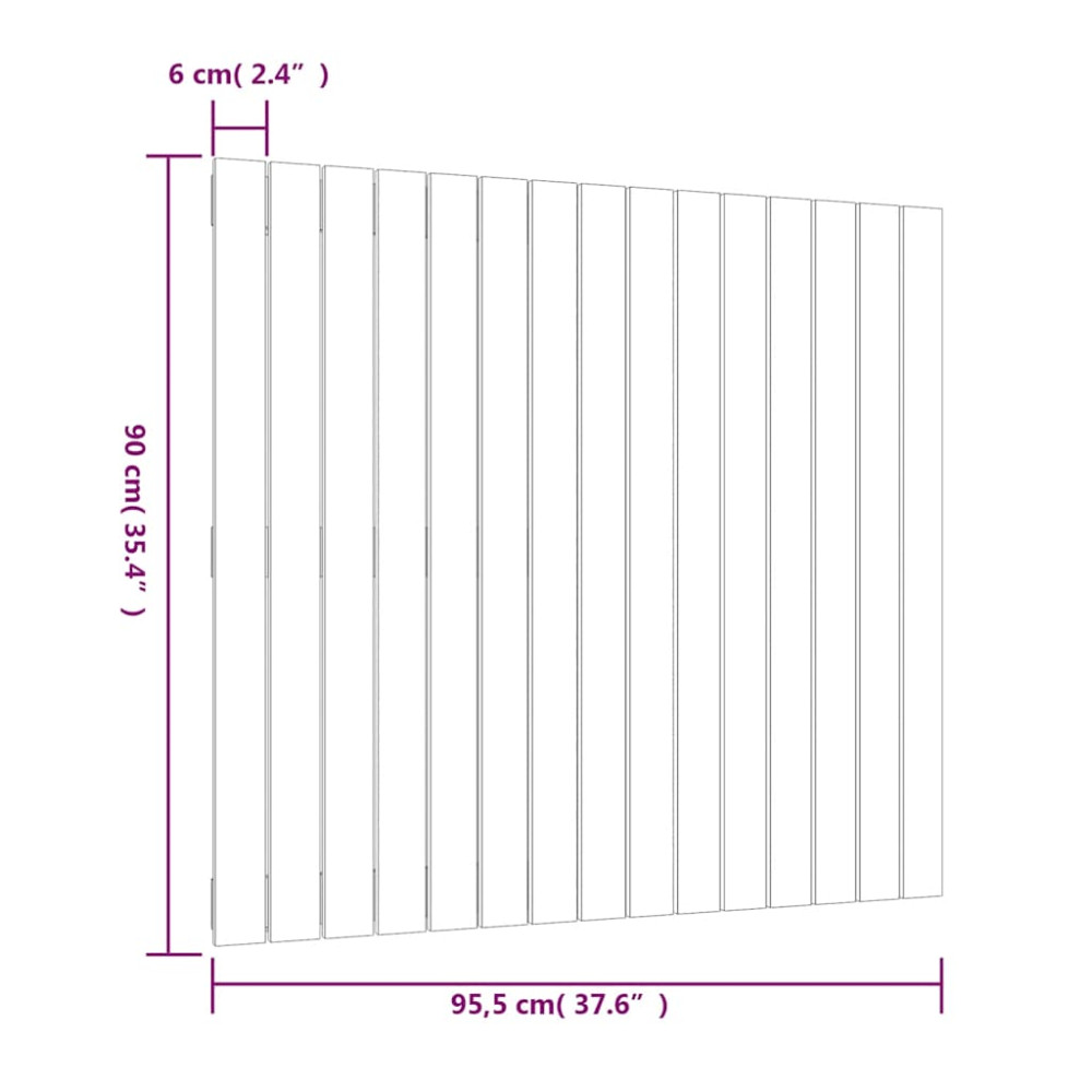Produktbild för Väggmonterad huvudgavel vit 95,5x3x90 cm massiv furu