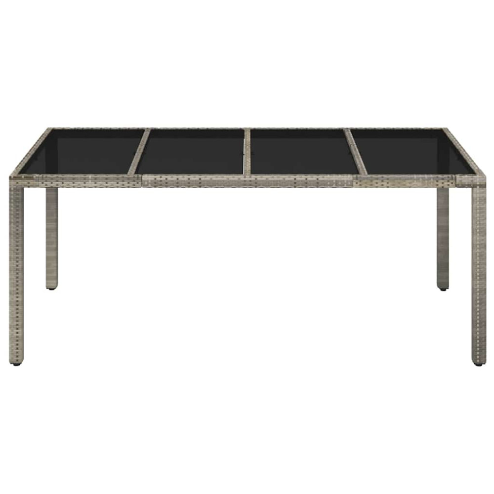 Produktbild för Trädgårdsbord med glasskiva grå 190x90x75 cm konstrotting