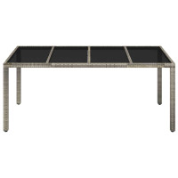 Produktbild för Trädgårdsbord med glasskiva grå 190x90x75 cm konstrotting