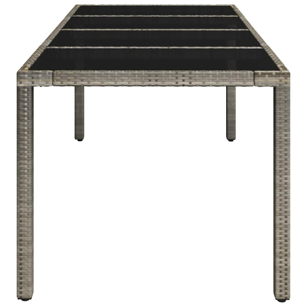 Produktbild för Trädgårdsbord med glasskiva grå 190x90x75 cm konstrotting