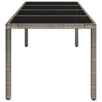Produktbild för Trädgårdsbord med glasskiva grå 190x90x75 cm konstrotting