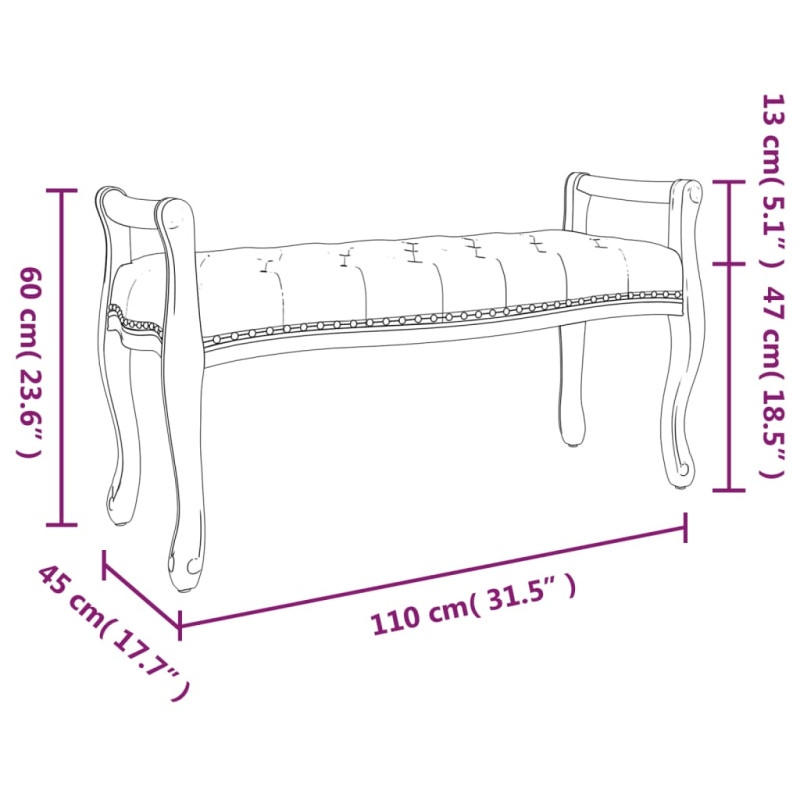Produktbild för Bänk beige 110x45x60 cm linne