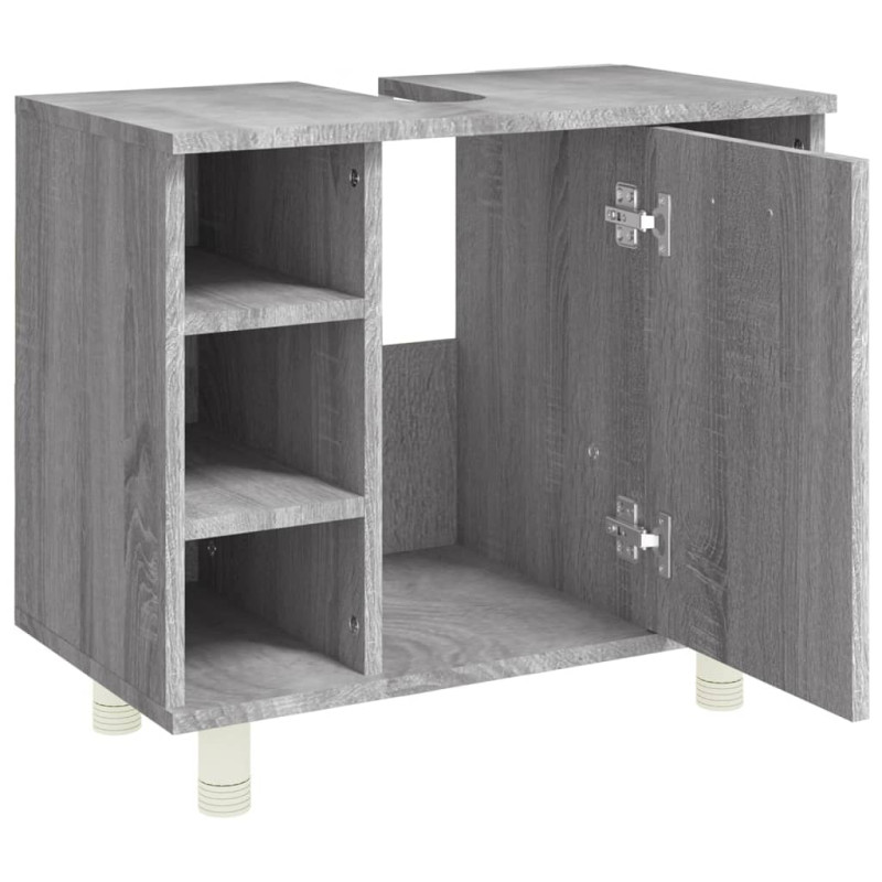 Produktbild för Badrumsskåp grå sonoma 60x32x53,5 cm konstruerat trä