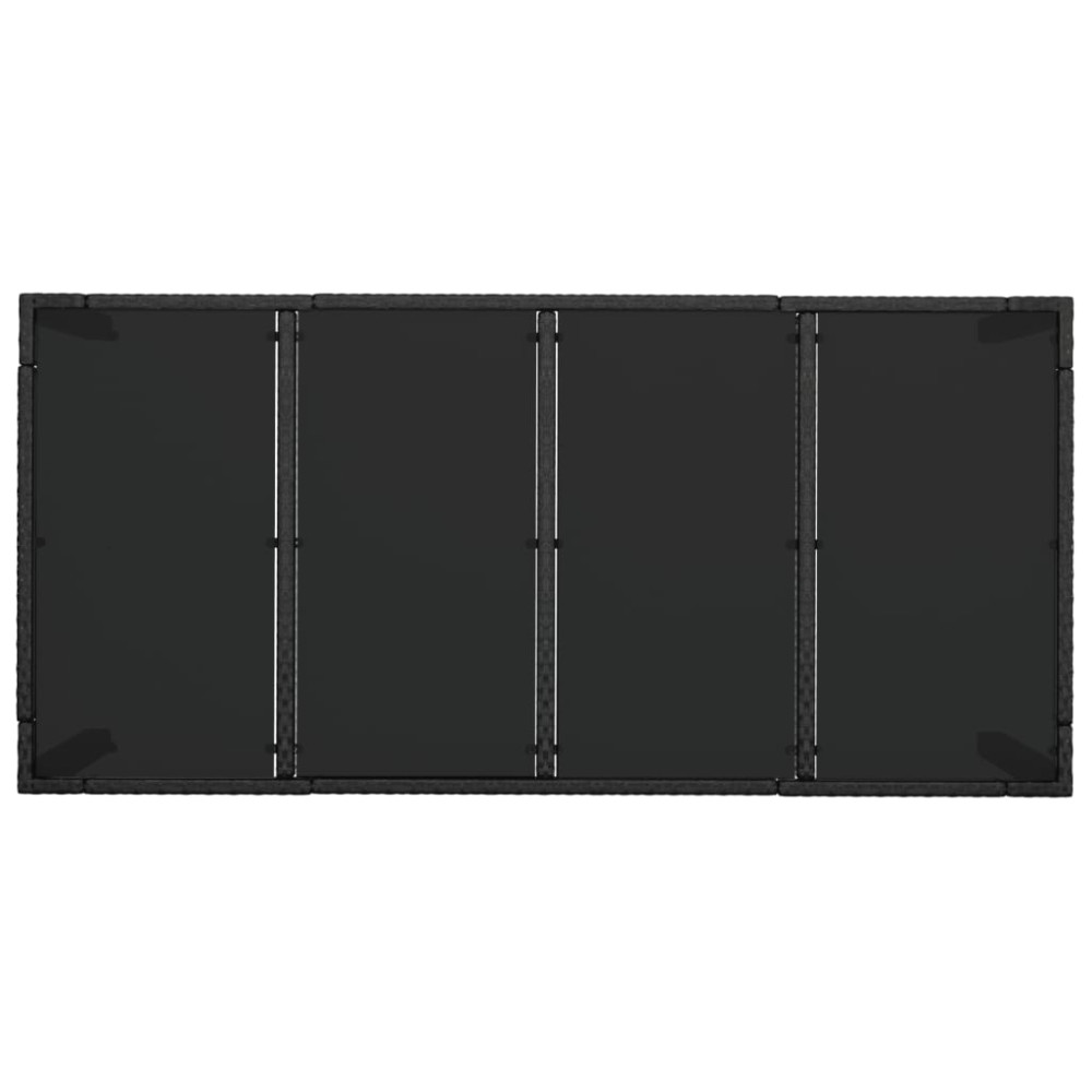 Produktbild för Trädgårdsbord med glasskiva svart 190x90x75 cm konstrotting