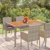 Produktbild för Trädgårdsbord med träskiva grå 150x90x75 cm konstrotting