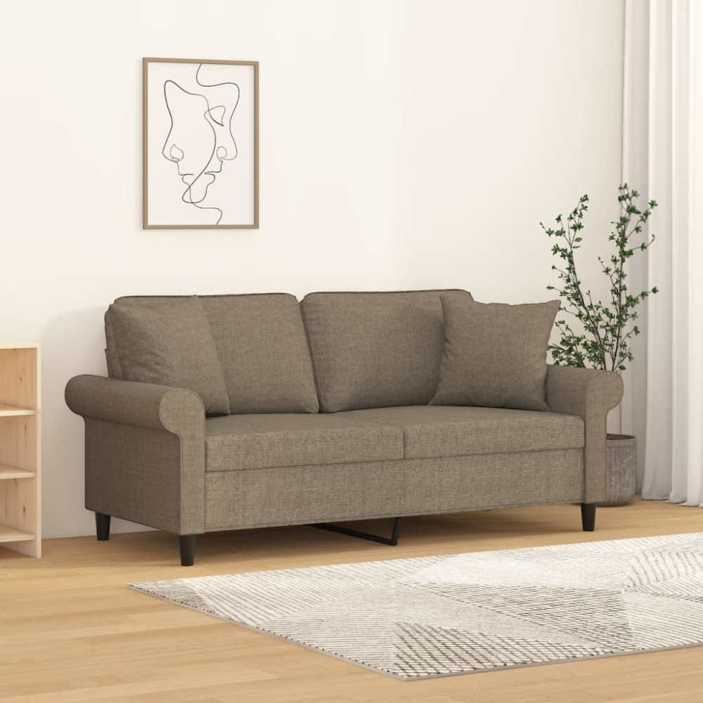 Produktbild för 2-sitssoffa med kuddar&dynor taupe 140 cm tyg