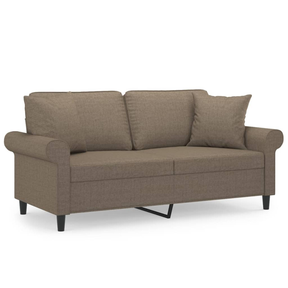 Produktbild för 2-sitssoffa med kuddar&dynor taupe 140 cm tyg