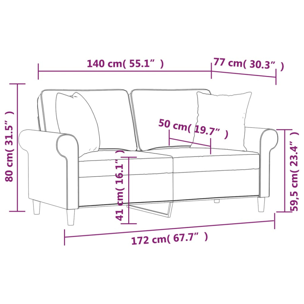 Produktbild för 2-sitssoffa med kuddar&dynor taupe 140 cm tyg