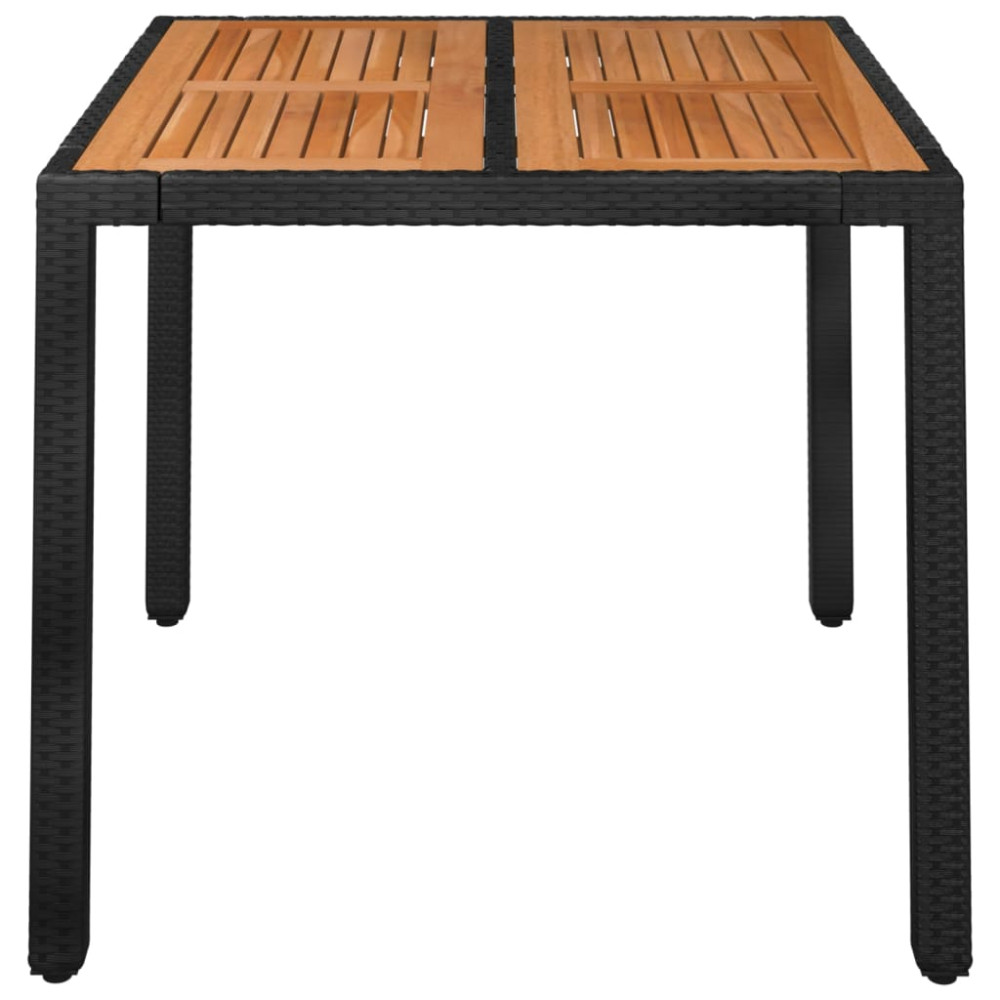 Produktbild för Trädgårdsbord med träskiva svart 90x90x75 cm konstrotting