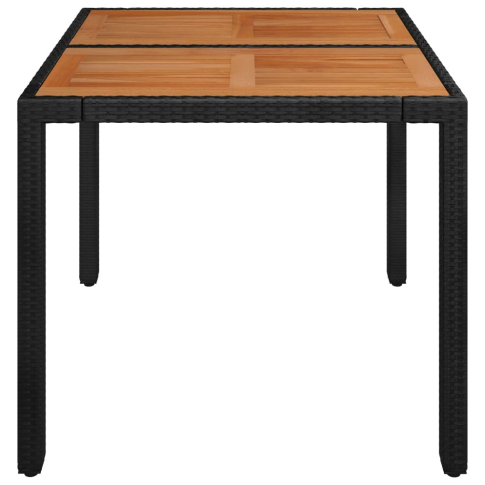 Produktbild för Trädgårdsbord med träskiva svart 90x90x75 cm konstrotting