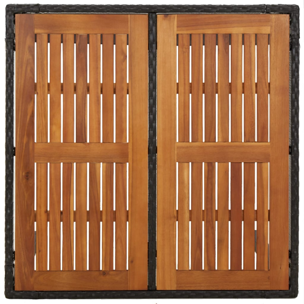 Produktbild för Trädgårdsbord med träskiva svart 90x90x75 cm konstrotting