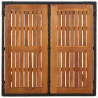 Produktbild för Trädgårdsbord med träskiva svart 90x90x75 cm konstrotting