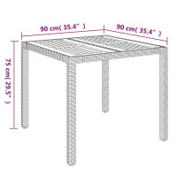 Produktbild för Trädgårdsbord med träskiva svart 90x90x75 cm konstrotting