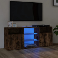 Produktbild för TV-bänk med LED-belysning rökfärgad ek 120x30x50 cm