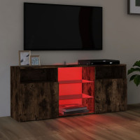 Produktbild för TV-bänk med LED-belysning rökfärgad ek 120x30x50 cm