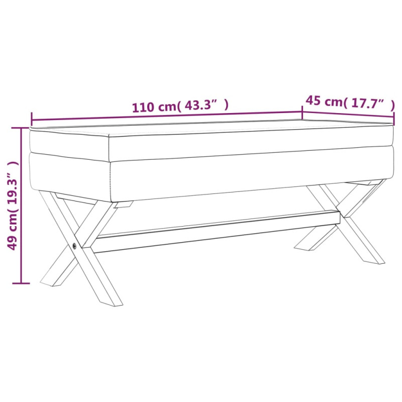 Produktbild för Förvaringspall ljusgrå 110x45x49 cm sammet