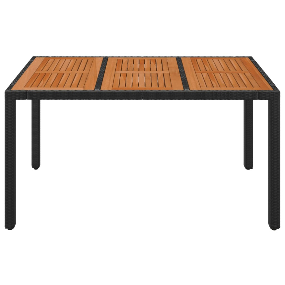 Produktbild för Trädgårdsbord med träskiva svart 150x90x75 cm konstrotting